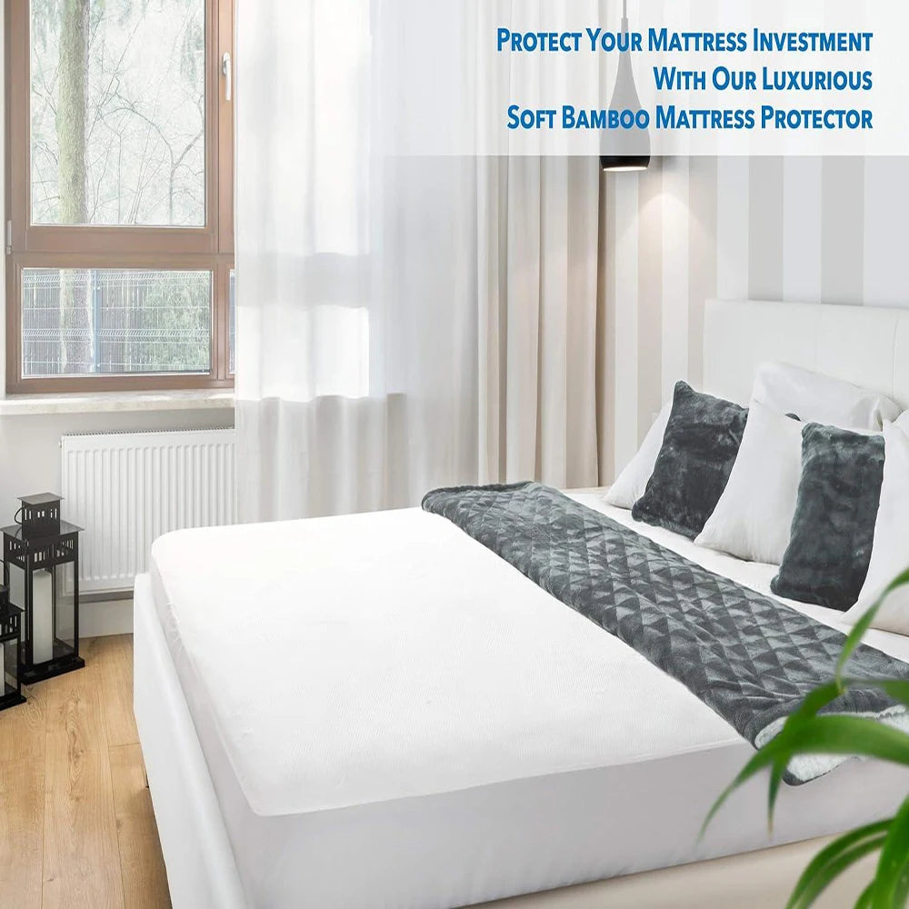 Waterproof Bamboo Mattress Protector - Soft, Breathable, Quiet