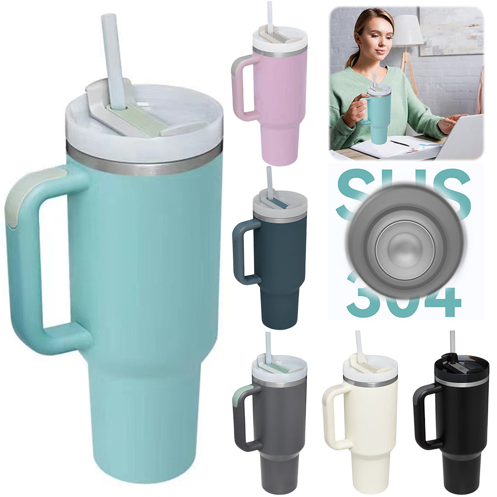 40oz Insulated Tumbler with Straw & Lid - Leak-Proof Steel