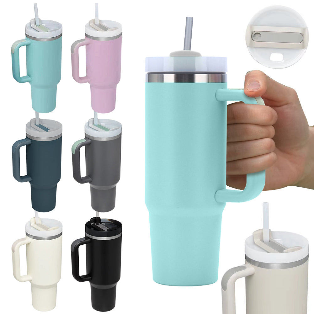 40oz Insulated Tumbler with Straw & Lid - Leak-Proof Steel