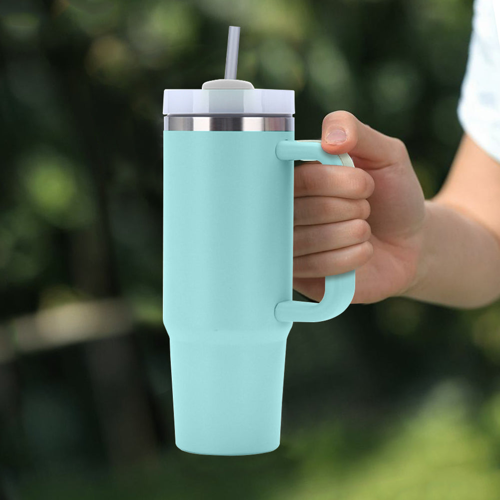 40oz Insulated Tumbler with Straw & Lid - Leak-Proof Steel