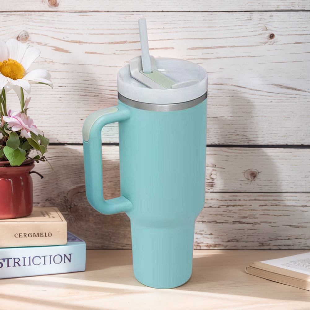 40oz Insulated Tumbler with Straw & Lid - Leak-Proof Steel