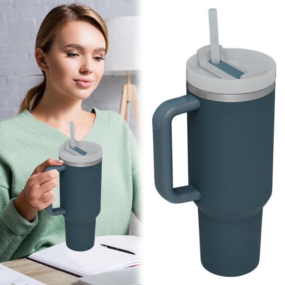 40oz Insulated Tumbler with Straw & Lid - Leak-Proof Steel