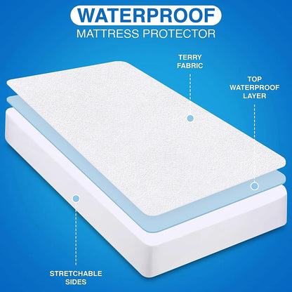 Waterproof Bamboo Mattress Protector - Soft, Breathable, Quiet