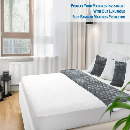 Waterproof Bamboo Mattress Protector - Soft, Breathable, Quiet