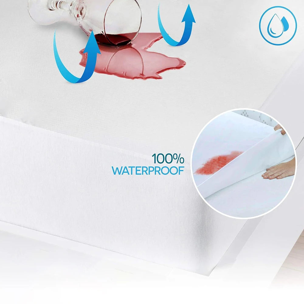 Waterproof Bamboo Mattress Protector - Soft, Breathable, Quiet