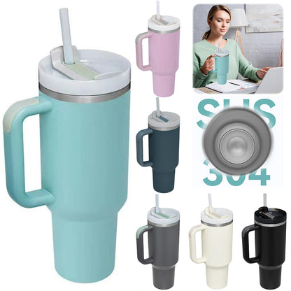 40oz Insulated Tumbler with Straw & Lid - Leak-Proof Steel