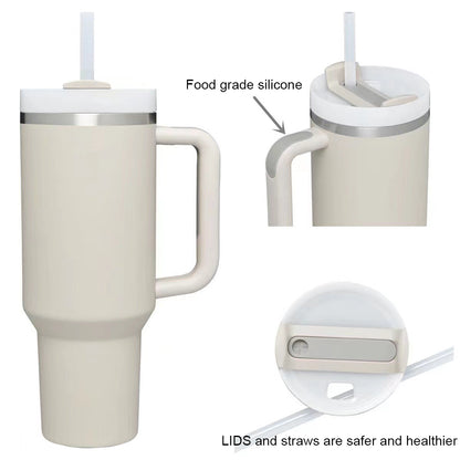 40oz Insulated Tumbler with Straw & Lid - Leak-Proof Steel